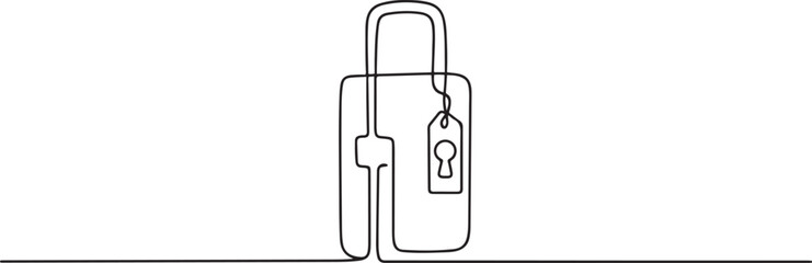 Fototapeta premium Travel locker concept. Single line draw design. one line art icon drawing vector