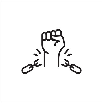 Freedom and Human Rights concept on white background or silhouette vector 