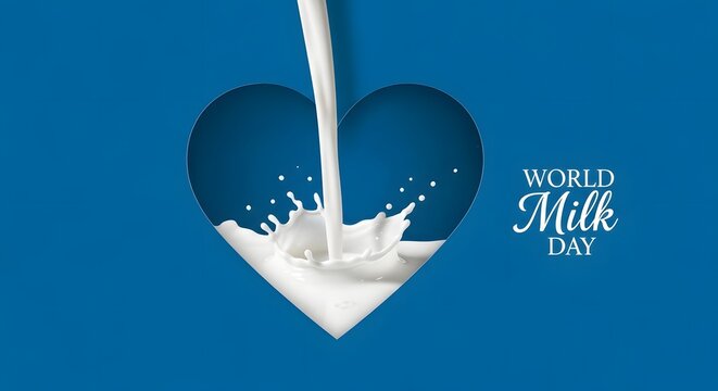 Heartfelt world milk day celebration with milk pouring into a heart