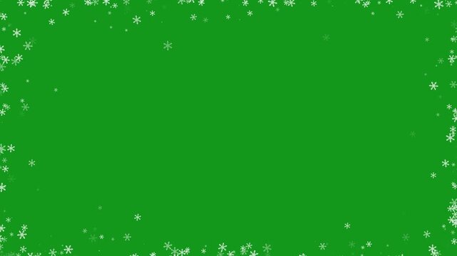 frame snow snowflakes green screen alpha channel background.  Looping Snowfall Particles Overlay, Winter Snow Fall Black Background, 4k social media motion design element