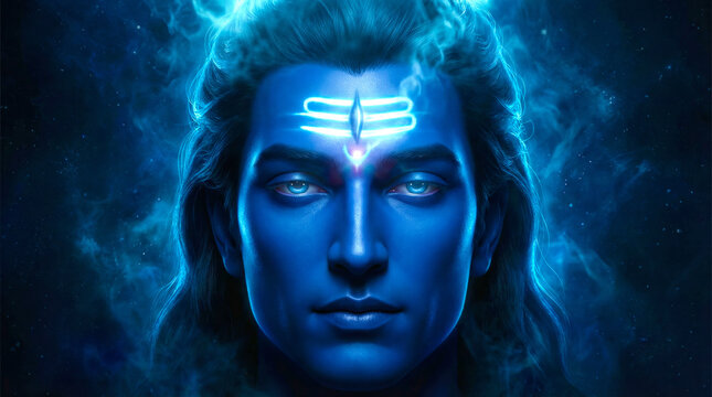 Shiva Bhairav Ji Divine AI Generated Artwork, Fierce Mahadev Avatar Kaal Bhairav Form, Trishul Damru Spiritual Illustration, Sacred 4K Mythological Art