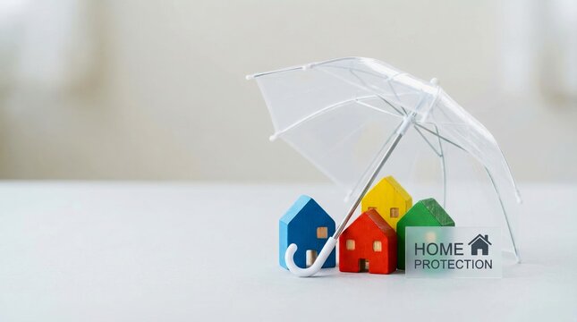 Home Protection and Property Insurance Concept with Miniature Houses