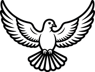 Fototapeta premium Dove white stylized illustration with open wings representing peace purity freedom hope calm symbolic bird design