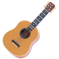 Obraz premium PNG 3D Acoustic Guitar Illustration Isolated on a Transparent Background