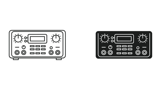 Vector illustration of two radio transceiver devices in black and white