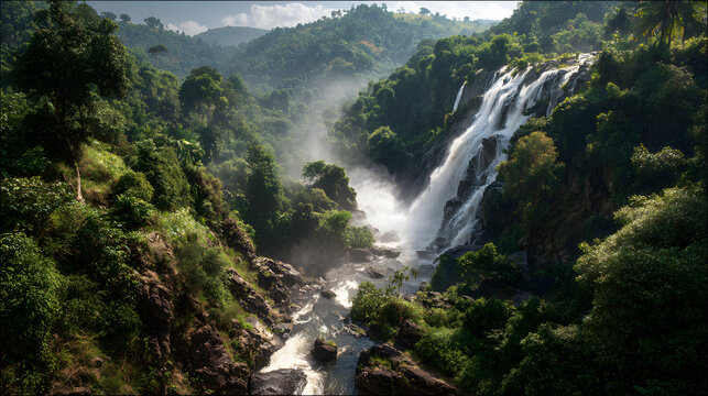 View of Boali Falls in the Central African Republic. Illustration of a background view of the Central African Republic.
