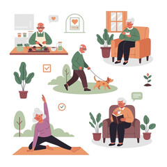 Fototapeta premium Elderly People Engaging in Various Activities.
