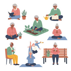 Fototapeta premium Elderly People Engaging in Various Activities.