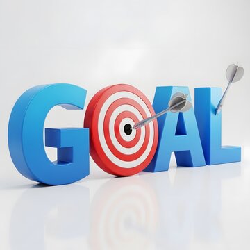 Hitting the goal a 3d rendered concept of achievement and success.