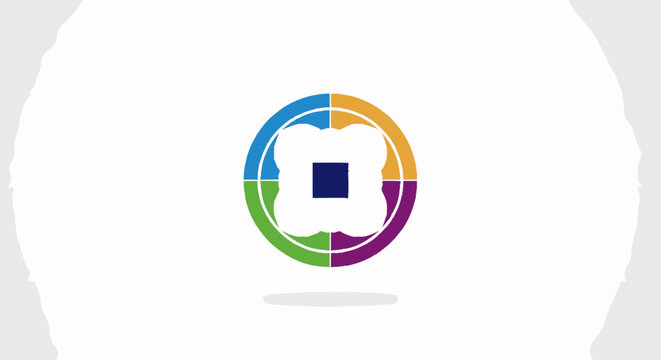 Colorful abstract logo design with four quadrants and a square.