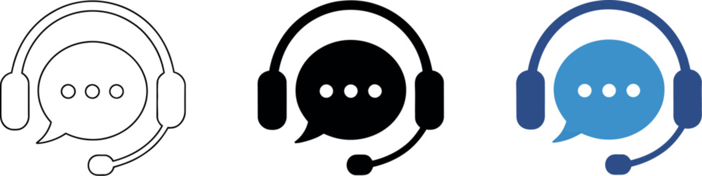 Customer support icon vector set including assistance technical support operator staff agent service communication help desk symbols