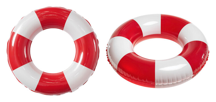 The red and white swimming rings isolated on transparent background. Perfect for summer, swimming, safety, vacation and rescue concepts.