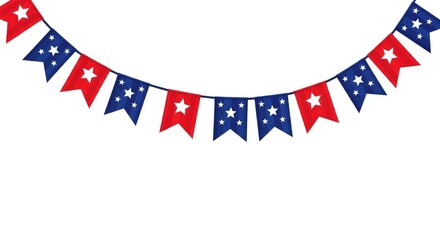 Fototapeta premium Patriotic memorial day garland honoring heroes with american flags and festive decorations