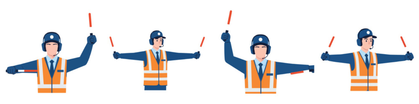 marshaler guiding airplane parking