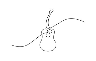 Obraz premium Minimalist One-Line Guitar Art Continuous Line Vector Drawing for Branding and Decor