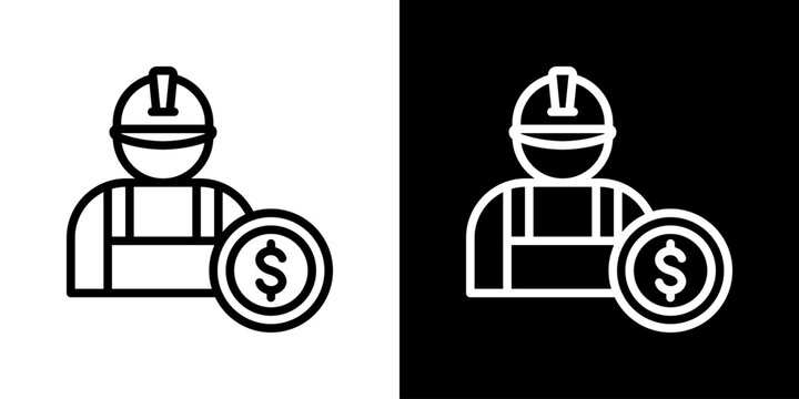 Labor Cost Icon Set Vector Collection Isolated In Black And White