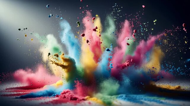 Color powder explosion in slow motion
