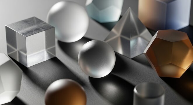 Geometric shapes and forms in a still life composition.