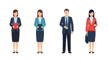 Fototapeta premium Professional Business and Medical Staff Vector Illustrations Set