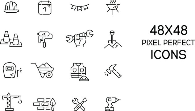 A set of 48x48 pixel perfect icons for construction and tools