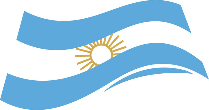 Waving Argentina National Flag Vector Illustration with Sun of May