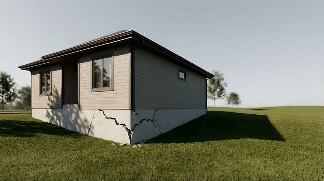 Cracked house foundation financial instability mortgage concept