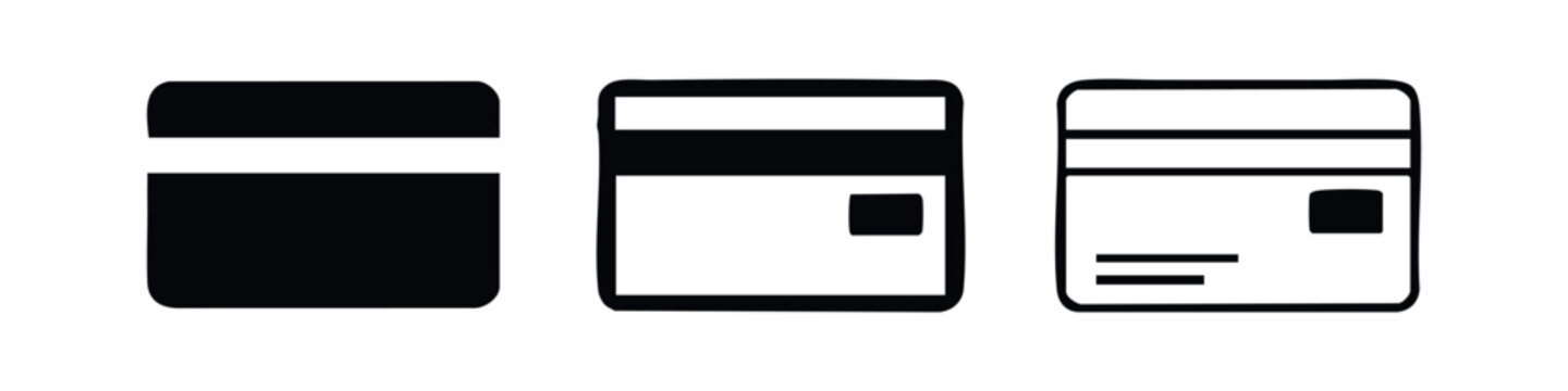 Credit card back icon set. Payment and banking symbol. Secure transaction and financial services concept vector illustration.