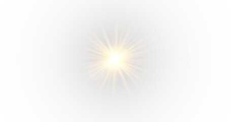 Brilliant white and golden optical starburst with glowing rays on white background, realistic sun flash effect © LILIIA SMIRNOVA