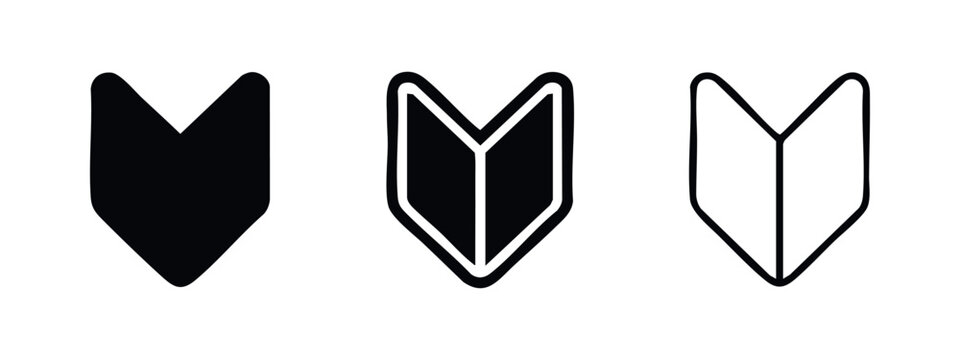 Japanese Shoshinsha beginner driver mark icon set in various styles