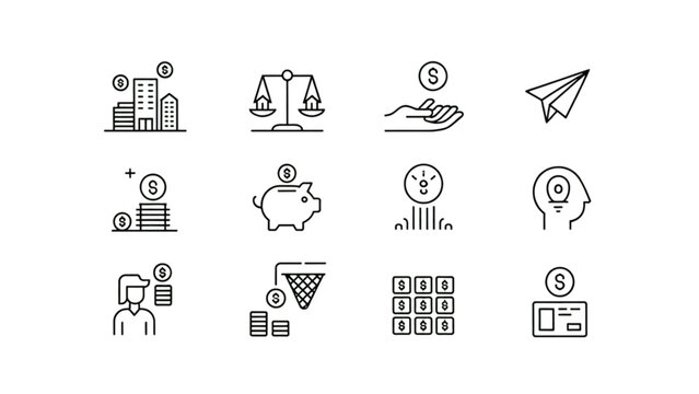Collection of icons representing various scientific and medical fields Vector
