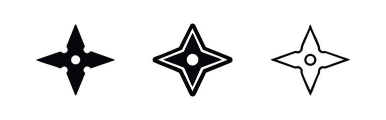 Obraz premium Shuriken Ninja Star Icons - Japanese Weapon and Martial Arts Symbols