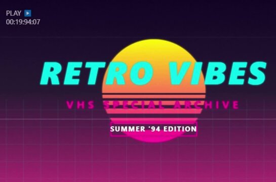 Retro Vibes 80s Synthwave Background With VHS Glitch Effect Summer 94 Edition For Video Projects