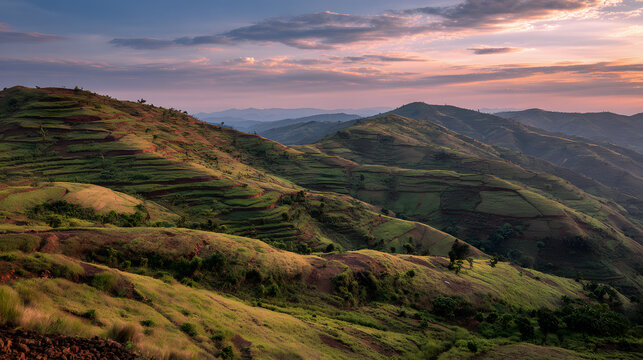 A view of a hillside in the Republic of the Congo. A background illustration of a hill in the Republic of the Congo.