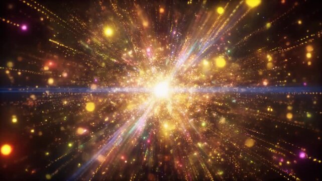 Golden Cosmic Particle Explosion Generative AI