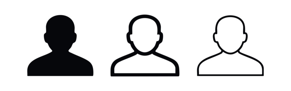 Generic Male User Avatar Icon Set. Profile Silhouette Symbol for Web Accounts and Default User Interface. Anonymity Vector.