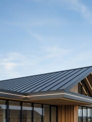 Fototapeta premium Contemporary Architecture featuring Metallic Roofing and Modern Facade