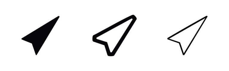 Navigation Arrow Icons Set. GPS pointer symbol, location or direction sign. Vector graphic for map, travel, guide. © liubomir118809