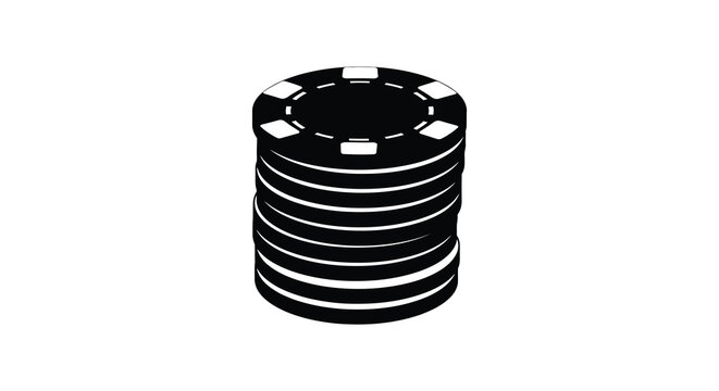 A stack of casino chips presented as a striking black silhouette