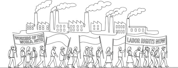 Obraz premium industrial revolution cityscape with people