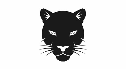 Black Panther Head Facing Forward Silhouette. © khusnul