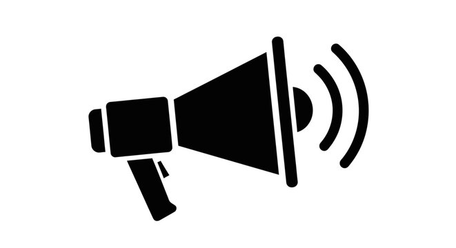 Black megaphone with sound waves.