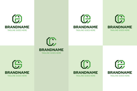 Letters CA CC CE CG CS CO CZ Monogram Modern Logo Set
