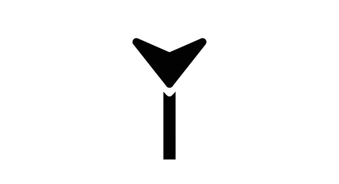 Black Triangle Symbol On Stick.