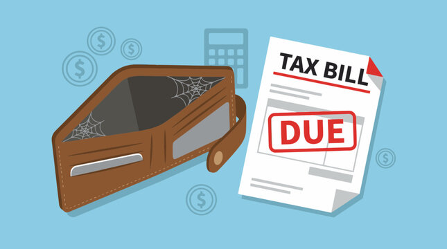Empty Wallet and Tax Bill Concept