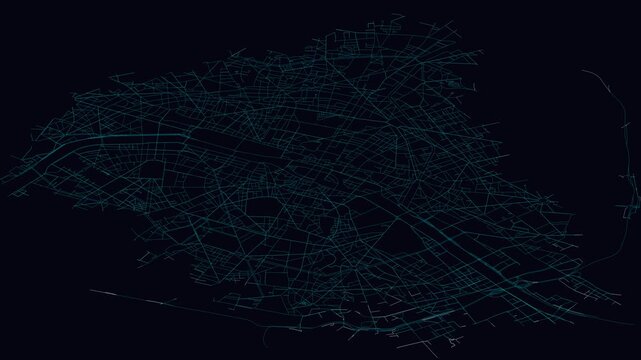 Paris, France, City Infrastructure Expansion Animation, Urban Visualization Technology