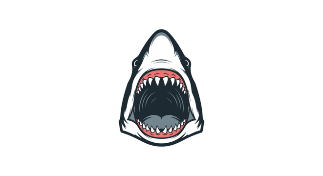Cartoon shark head with open mouth.