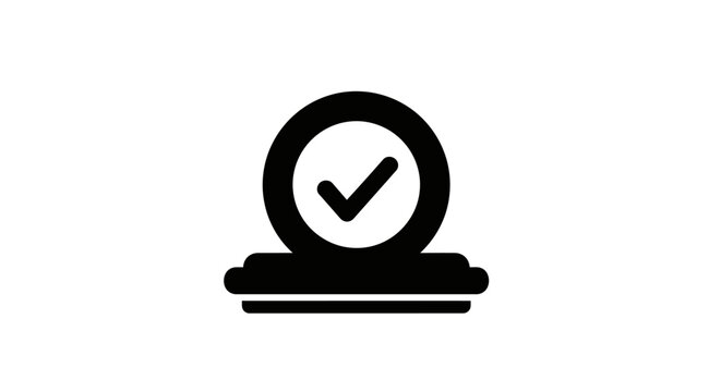 Check mark on a scale icon.