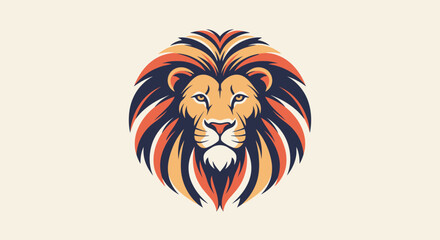 Colorful Lion Head Illustration Closeup. © eko