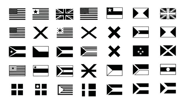 Collection of nautical signal flags.