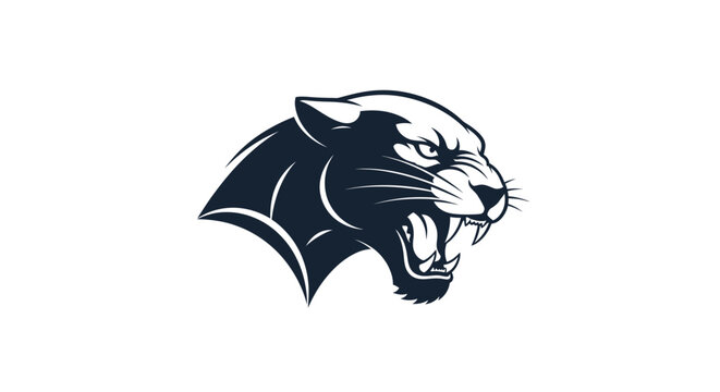 Panther head logo with open mouth.
